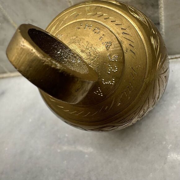 Vintage Bells Of Sarna India Etched Leaves Stamped 523A Decorative Brass Bell OS - Picture 2 of 5